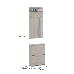 Mobile da Ingresso Marrone Olmo Appendiabiti Apertura a Ribalta 54x28x181h cm, 2 Ante - Sestola