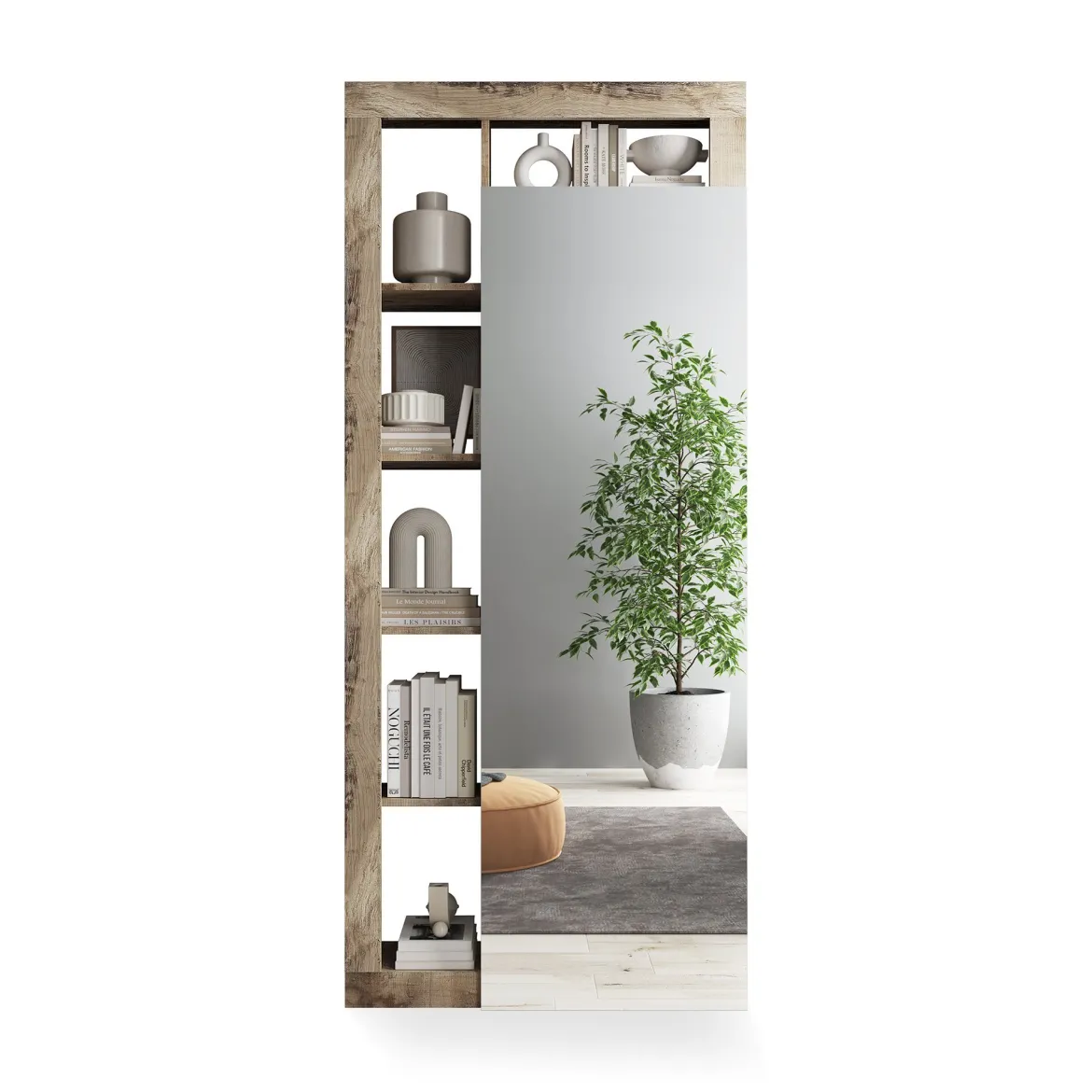 Mobile da Ingresso Marrone Pero Trasparente Specchio Incluso Appendiabiti 90.5x30x210h cm, 6 Paia - Gonzaga
