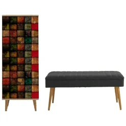 Mobile da Ingresso Marrone Quercia Nero Antracite 16 Paia Cassetti 50x38x135h cm, 7 Ripiani - Podgorica