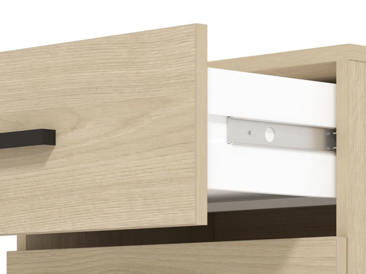 Mobile da Ingresso Marrone Rovere Chiaro Nero un Cassetto 2 Ripiani 51.5x35x98h cm, Un'anta - Trevi