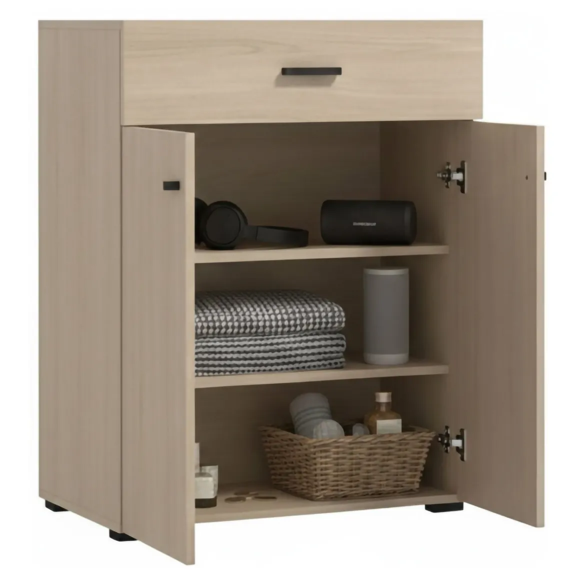 Mobile da Ingresso Marrone Rovere Grigio Specchio Incluso 4 Ripiani 100x29x191.5h cm, Appendiabiti - Tonengo