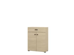 Mobile da Ingresso Marrone Rovere Grigio Specchio Incluso 4 Ripiani 100x29x191.5h cm, Appendiabiti - Tonengo