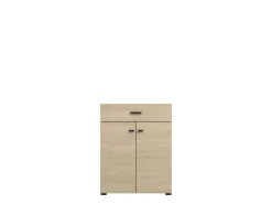 Mobile da Ingresso Marrone Rovere Grigio Specchio Incluso 4 Ripiani 100x29x191.5h cm, Appendiabiti - Tonengo