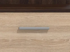 Mobile da Ingresso Marrone Rovere Marrone Noce Specchio Incluso un Cassetto 133.5x33x197.5h cm, 9 Ripiani - Volpara