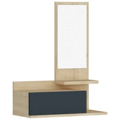 Mobile da Ingresso Marrone Rovere Nero Appendiabiti 2 Ripiani 113x35x49h cm, Apertura a Ribalta - Serina