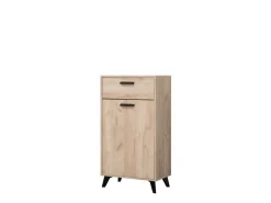 Mobile da Ingresso Marrone Rovere Nero un Cassetto 2 Ripiani 53.5x35x100.5h cm, Un'anta - Sezzadio