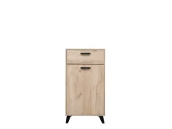 Mobile da Ingresso Marrone Rovere Nero un Cassetto 2 Ripiani 53.5x35x100.5h cm, Un'anta - Sezzadio
