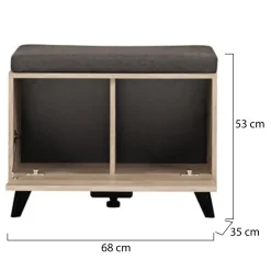 Mobile da Ingresso Marrone Rovere Nero un Ripiano Un'anta 68x35x52.5h cm, 2 Vani - Lainate