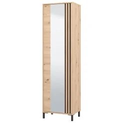 Mobile da Ingresso Marrone Rovere Nodi Nero Specchio Incluso 2 Ripiani 193x55x40h cm, Appendiabiti - Apia