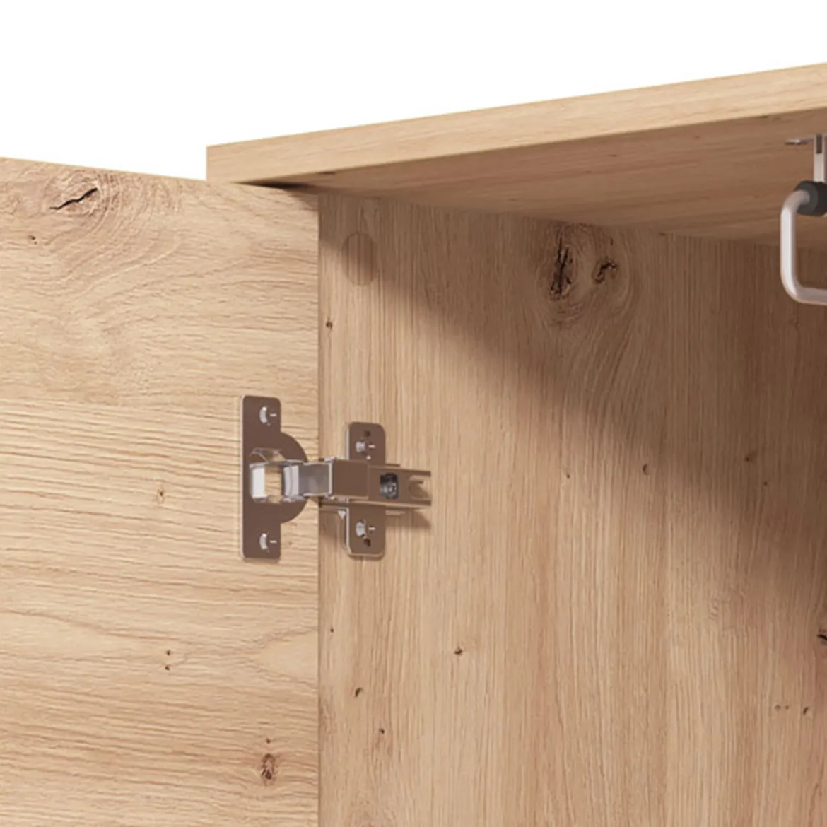 Mobile da Ingresso Marrone Rovere Nodi Nero Specchio Incluso 7 Ripiani 134.5x34.5x192.5h cm, Appendiabiti - Pandino