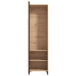 Mobile da Ingresso Marrone Rovere Nodi Nero Specchio Incluso 7 Ripiani 134.5x34.5x192.5h cm, Appendiabiti - Pandino
