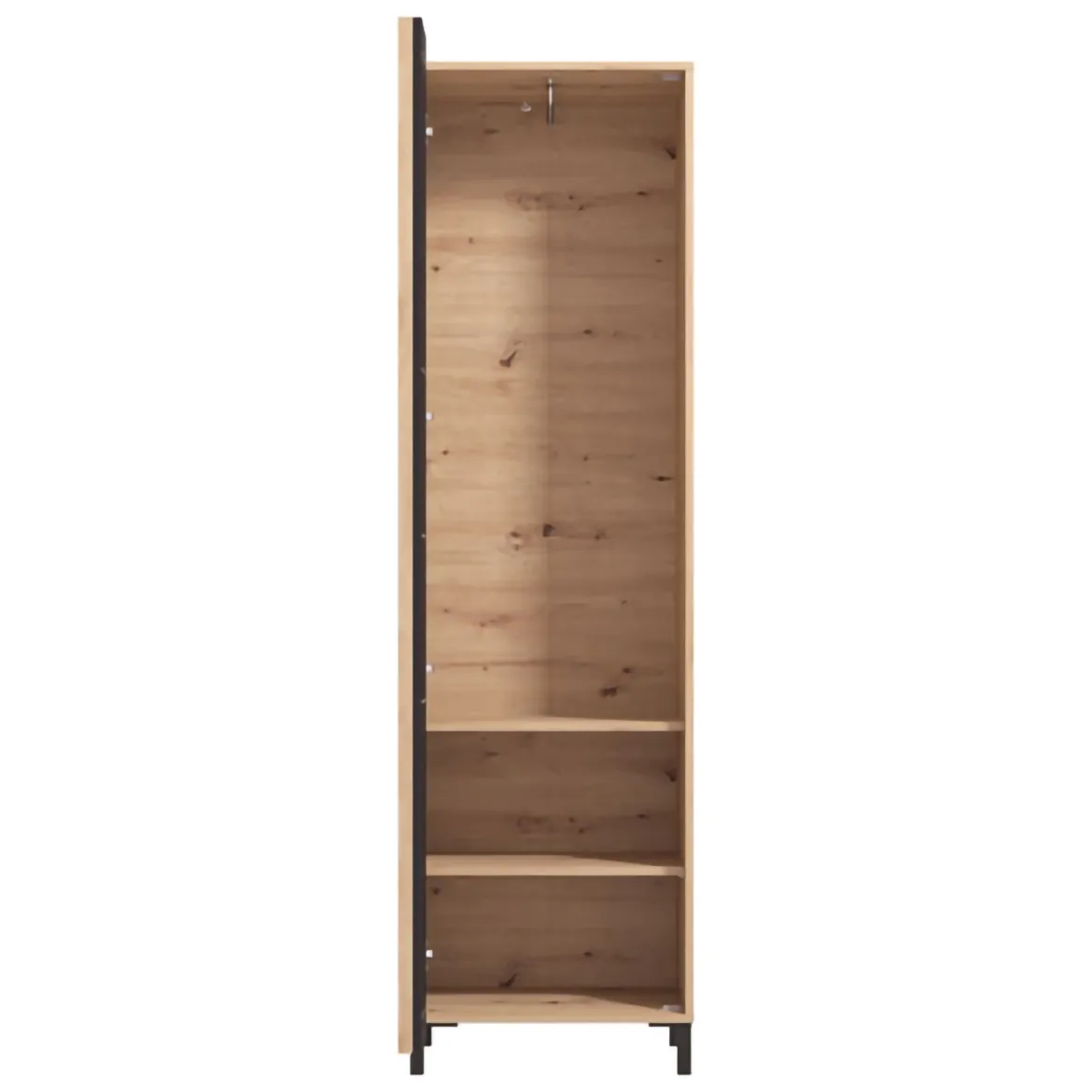 Mobile da Ingresso Marrone Rovere Nodi Nero Specchio Incluso 7 Ripiani 134.5x34.5x192.5h cm, Appendiabiti - Pandino