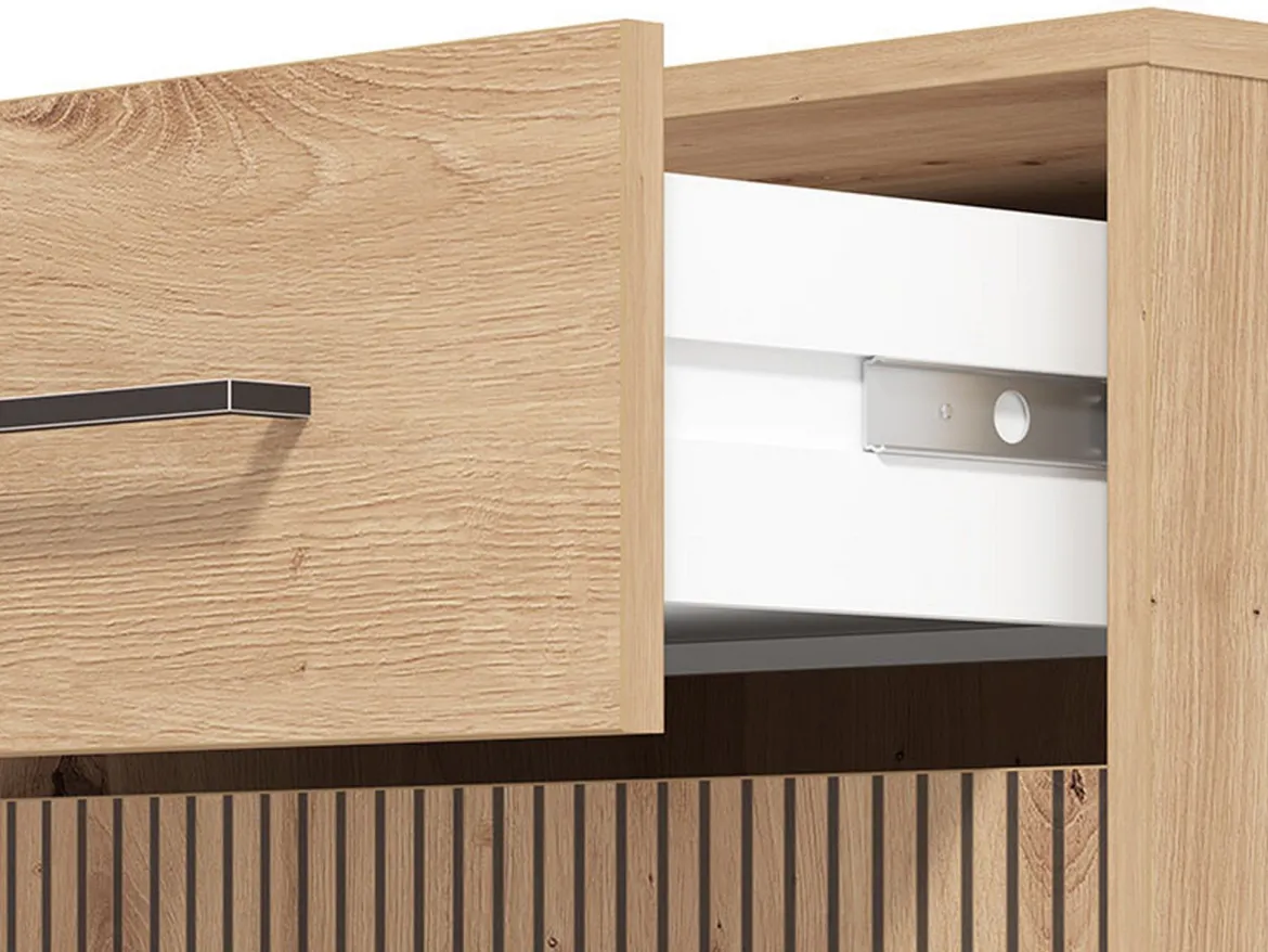 Mobile da Ingresso Marrone Rovere Nodi Nero un Cassetto 2 Ripiani 54.5x40x109.5h cm, Un'anta - Pollenza