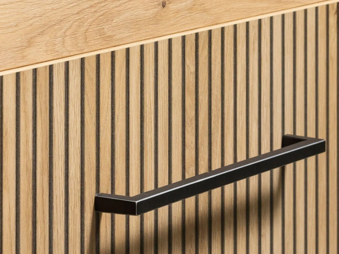 Mobile da Ingresso Marrone Rovere Nodi Nero un Cassetto 2 Ripiani 54.5x40x109.5h cm, Un'anta - Pollenza