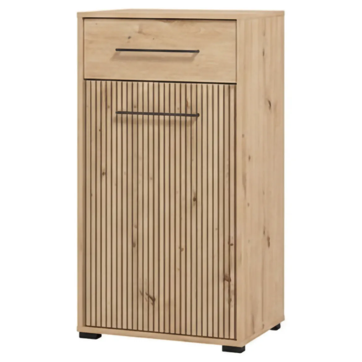 Mobile da Ingresso Marrone Rovere Nodi Nero un Cassetto 2 Ripiani 54.5x40x109.5h cm, Un'anta - Pollenza