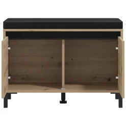 Mobile da Ingresso Marrone Rovere Nodi Nero un Ripiano 2 Ante 80x40x57h cm, 2 Vani - Varmo