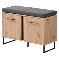 Mobile da Ingresso Marrone Rovere Nodi Specchio Incluso un Ripiano 79x19.5x132h cm, Appendiabiti - Lanze