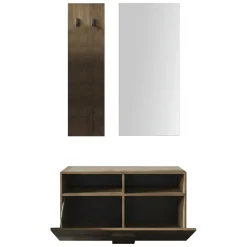 Mobile da Ingresso Marrone Rovere Specchio Incluso 4 Paia 91x36x165h cm, 2 Ripiani - Muros