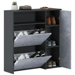Mobile da ingresso Scultore, 92x27h94 cm, Antracite e Cemento