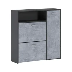 Mobile da ingresso Scultore, 92x27h94 cm, Antracite e Cemento