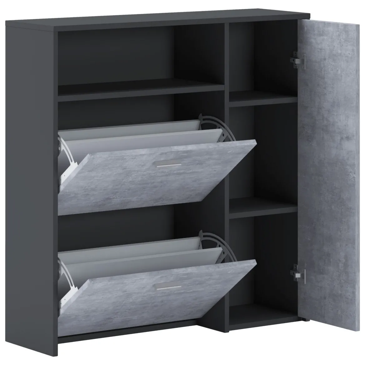 Mobile da ingresso Scultore, 92x27h94 cm, Antracite e Cemento