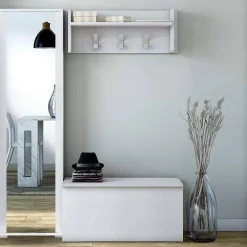 Mobile da ingresso sospeso 2 ante bianco e cemento 90x45h cm - Tanzanite