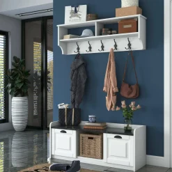 Mobile da ingresso sospeso 2 ante bianco e grigio 120x37h cm - Frank