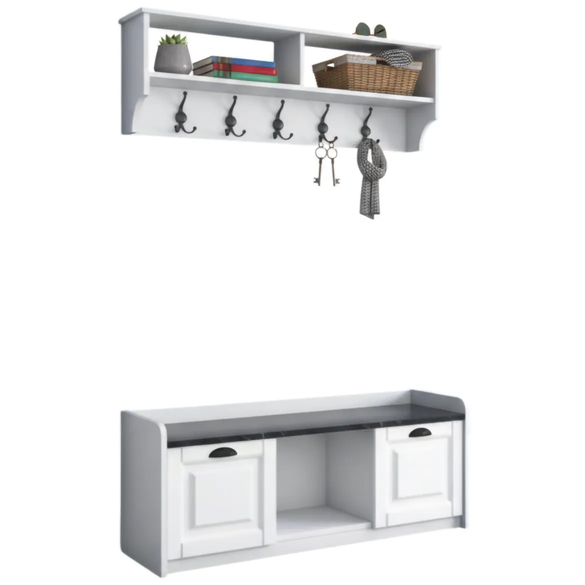 Mobile da ingresso sospeso 2 ante bianco e grigio 120x37h cm - Frank
