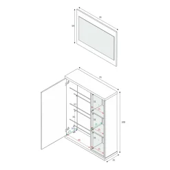 Mobile da ingresso sospeso bianco e grigio cenere 79x108h cm - Volturno