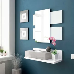 Mobile da ingresso sospeso con cassetto bianco lucido e noce 75x90h cm - Anro