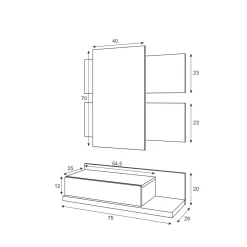 Mobile da ingresso sospeso con cassetto bianco e cemento 75x90h cm - Anro