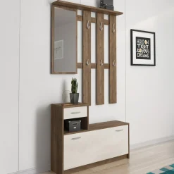 Mobile da ingresso sospeso con scarpiera bianco e quercia 100x190h cm - Garolfo