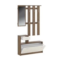 Mobile da ingresso sospeso con scarpiera bianco e quercia 100x190h cm - Garolfo