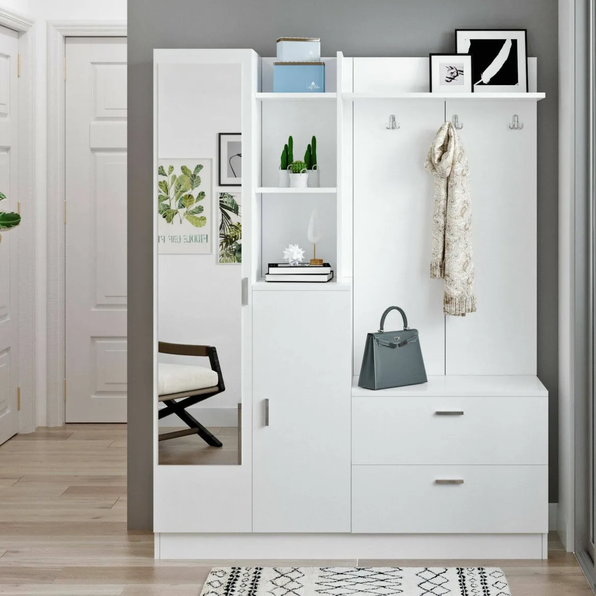 Mobile ingresso appendiabiti bianco 140x181h cm - Anumali