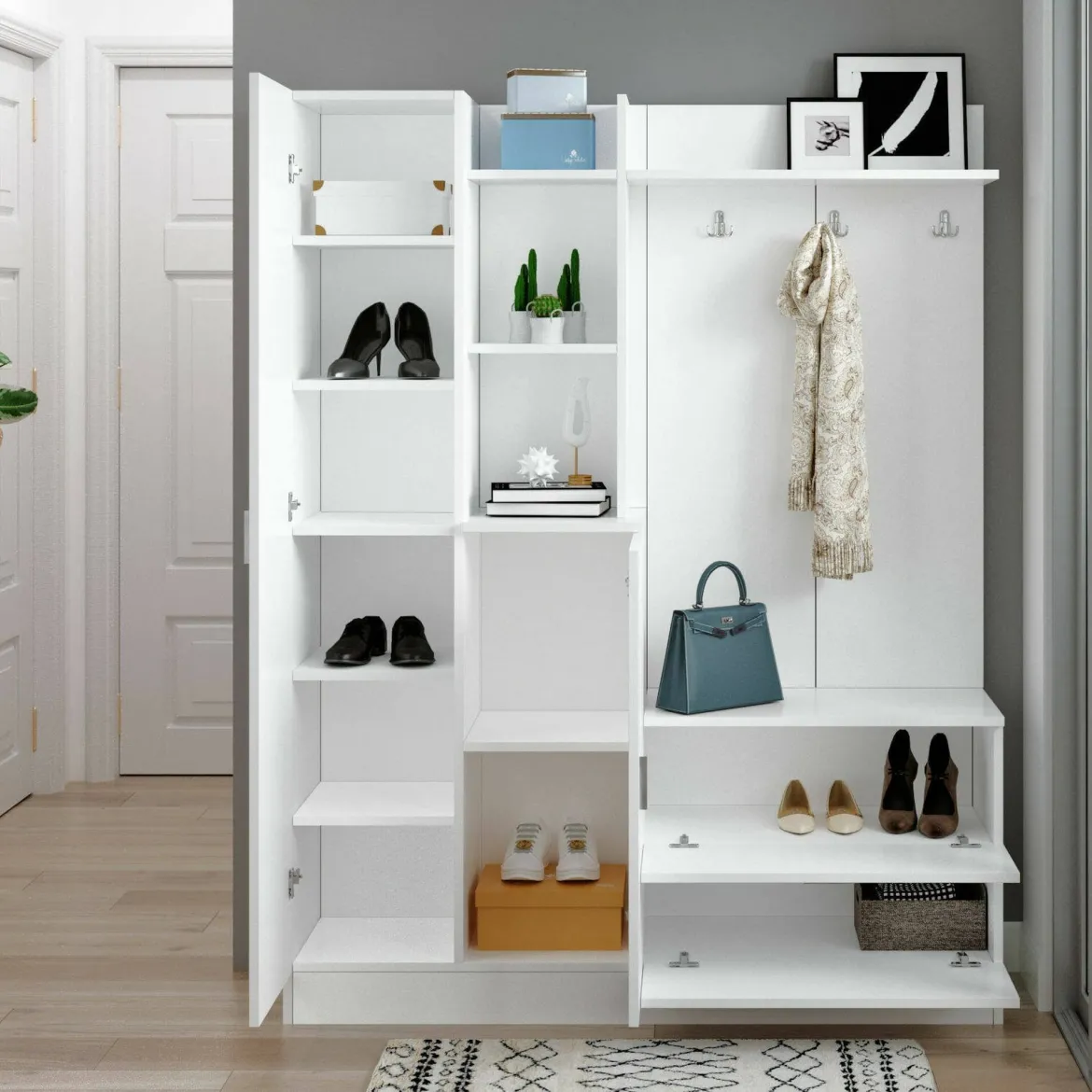 Mobile ingresso appendiabiti bianco 140x181h cm - Anumali