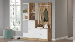 Mobile ingresso appendiabiti quercia e bianco 140x181h cm - Anumali