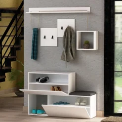 Mobile ingresso a scacchi sospeso 2 ante bianco 120x76h cm - Lariana