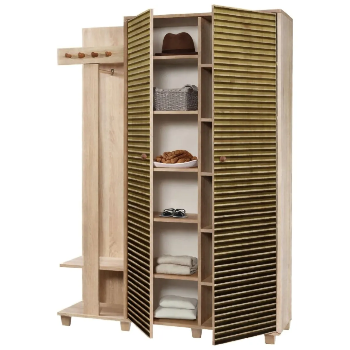Mobile ingresso cannettato 2 ante quercia 135x194h cm - Liana