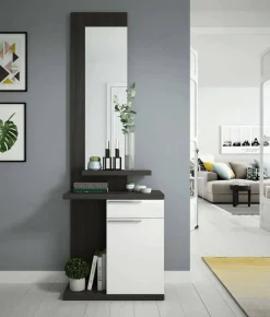 Mobile ingresso con cassetto bianco e grigio cenere 61x186h cm - Axell
