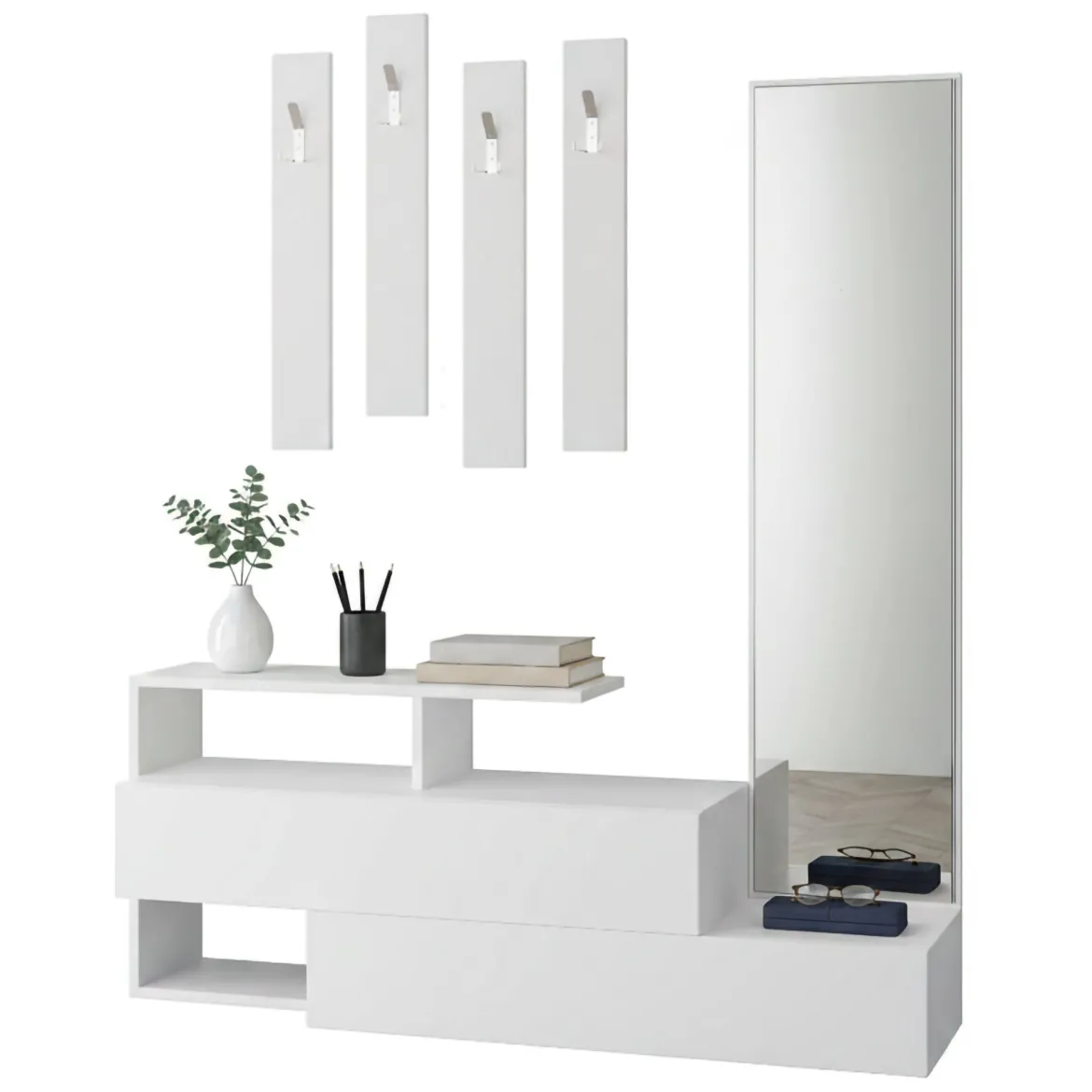 Mobile ingresso da parete 3 ante bianco 170x190h cm - Barengo