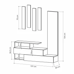 Mobile ingresso da parete 3 ante bianco 170x190h cm - Barengo