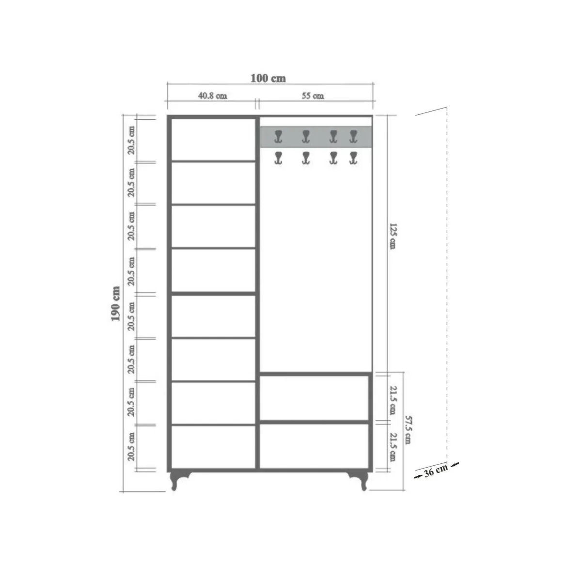 Mobile ingresso quercia e multicolore 100x190h cm - Sugilite