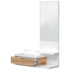 Mobile ingresso sospeso con cassetto cemento e bianco 90x46h cm - Actinolite
