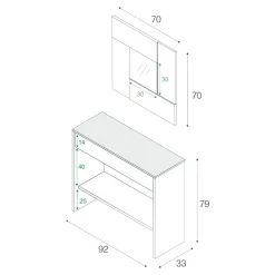 Mobile ingresso sospeso con cassetto rovere e noce 92x79h cm - Alwin