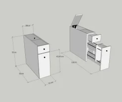 Mobile lavabo 2 cassetti 20x60x55h cm bianco - Isidora