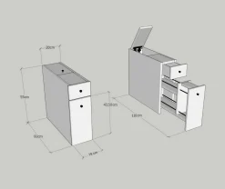 Mobile lavabo 2 cassetti 20x60x55h cm quercia - Isidora