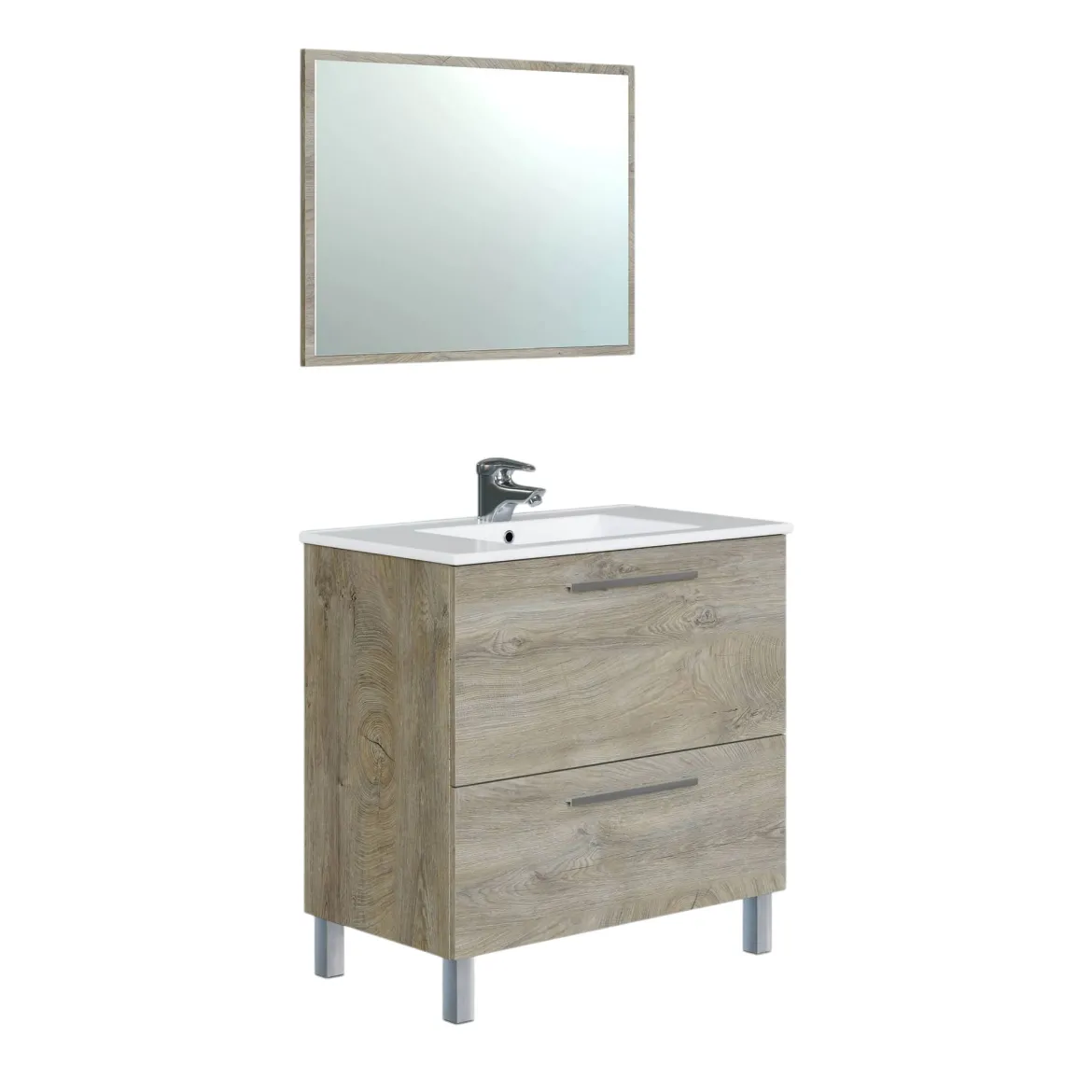 Mobile lavabo 3 cassetti 80x45x86h cm antracite e rovere - Dianmu