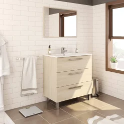Mobile lavabo 3 cassetti 80x86x45h cm rovere - Elleboro