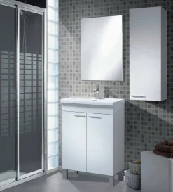 Mobile lavabo sospeso con specchio 50x80x40h cm bianco - Almenia