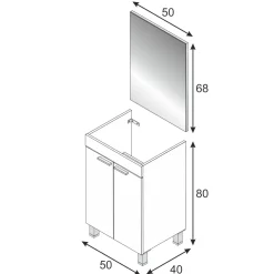 Mobile lavabo sospeso con specchio 50x80x40h cm rovere - Almenia